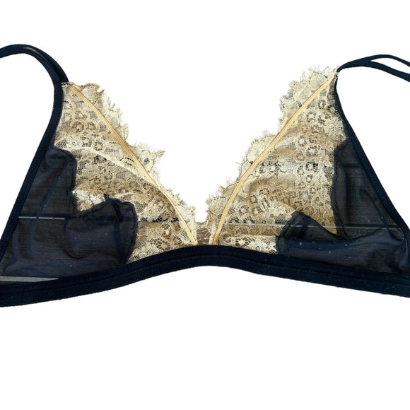 Valery Prestige Collection Luxury Gold Triangle Bra 38B Tulle Leavers Lace NWT - Picture 8 of 16